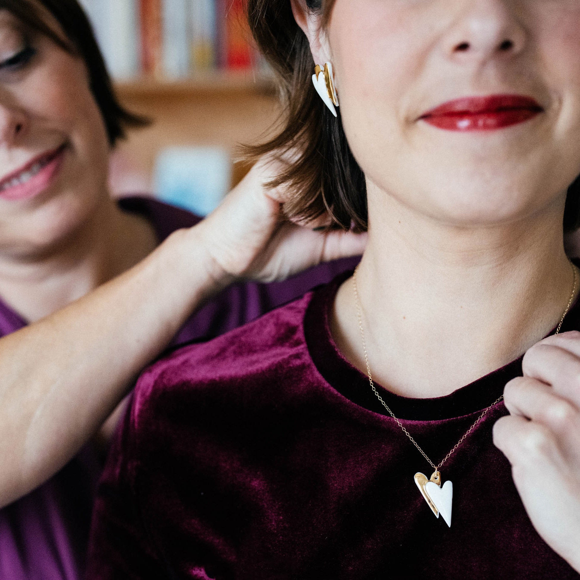 boucles d'oreilles Double Coeur